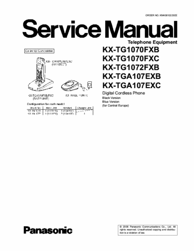 PANASONIC KX-TG1070 PDF FILE SERVICE MANUAL